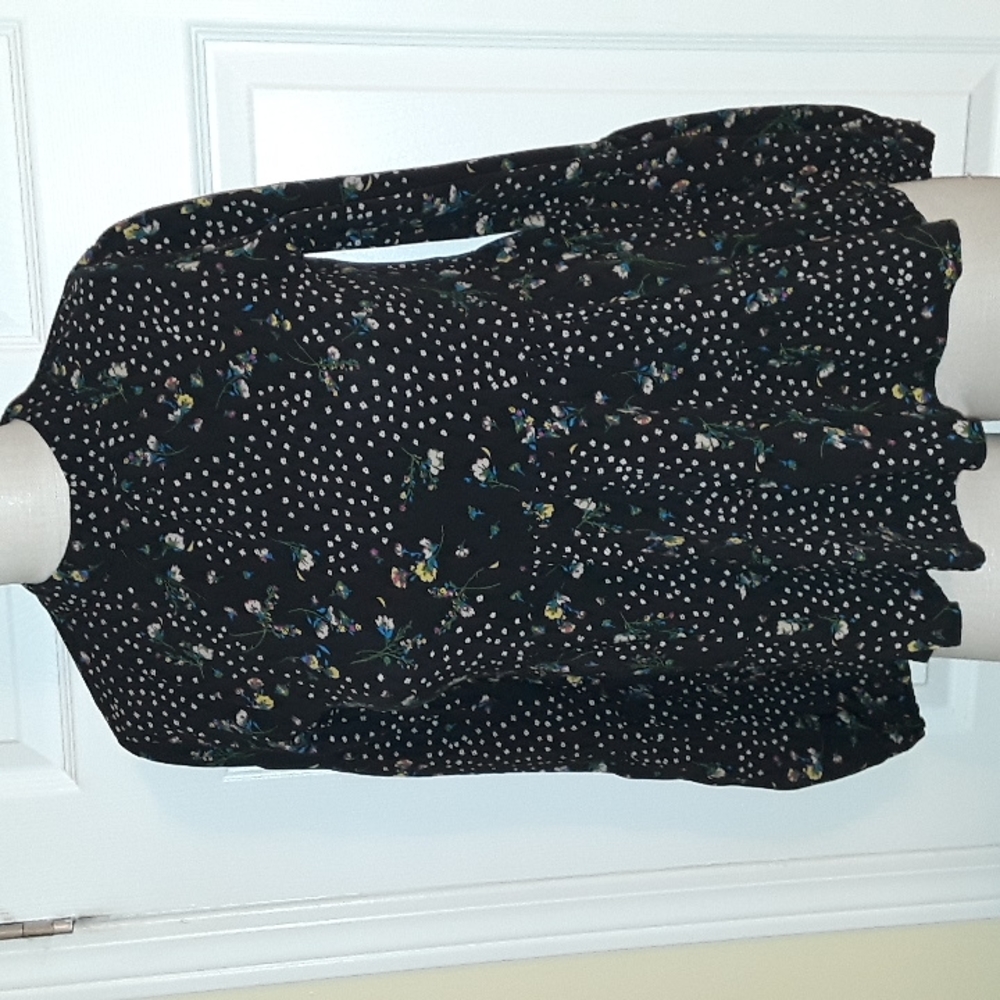 Art Class Floral Long sleeve Ruffle tiered High Neck boho Top Girls XL Women S - Picture 1 of 14